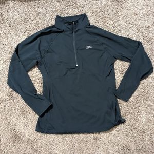 Women's L.L.Bean Midweight Base Layer, 1/4 Zip, Black, Size Large
